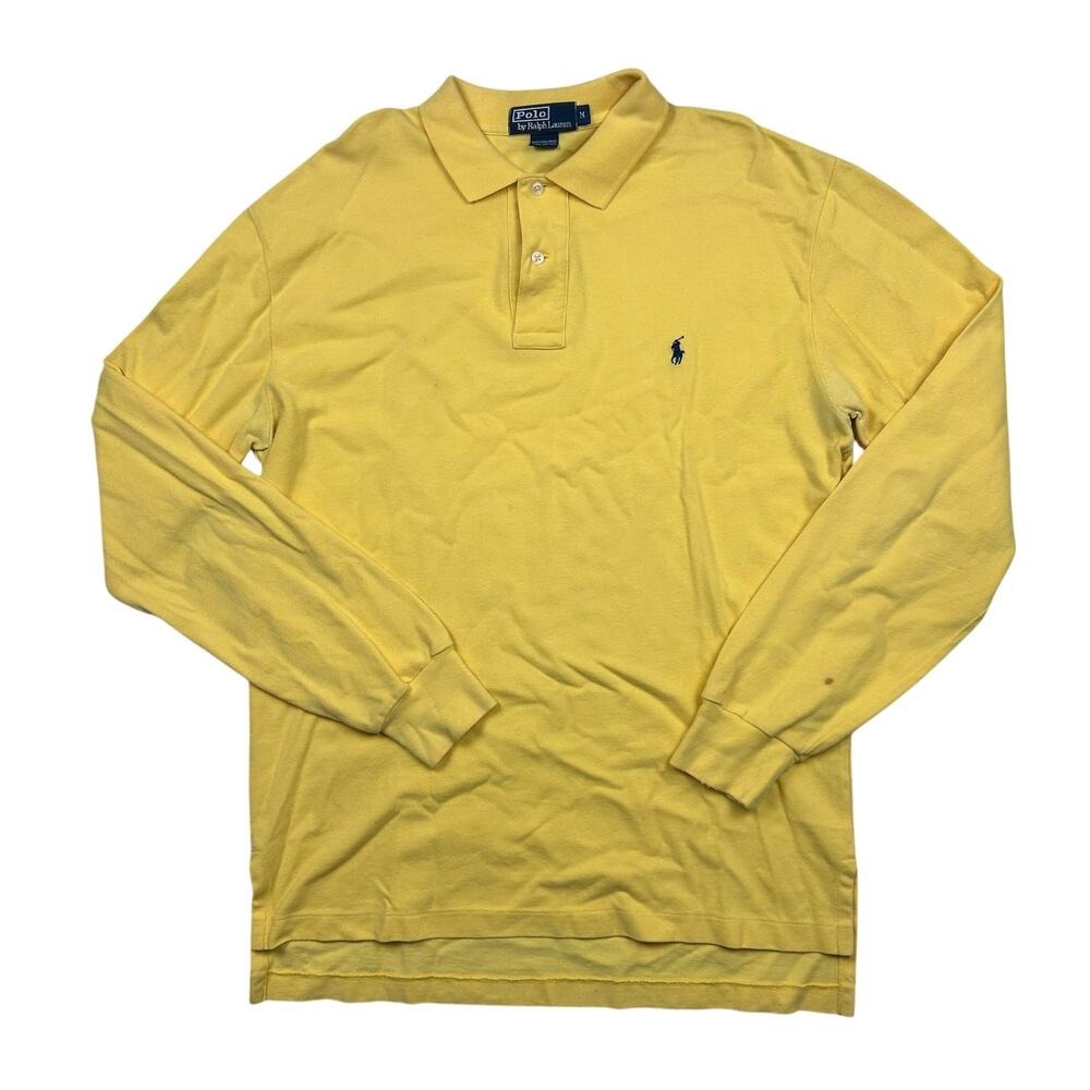 Vintage Polo Ralph Lauren Long Sleeve Polo Shirt Mens M Yellow Pony Preppy